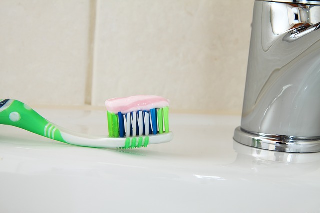 Toothpaste on a tooth brush